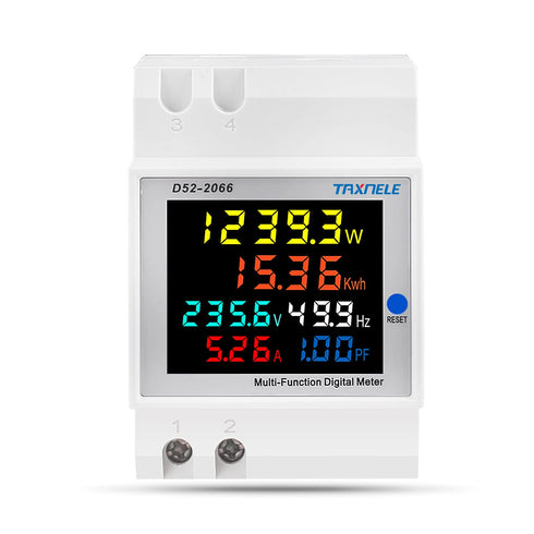 Single Phase Energy Meter Tester, Din Rail Electricity Usage Monitor, 6 in 1 Multimeter AC 40-300V 100A