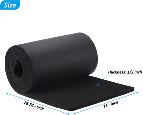 1/2" 13" 78"L PATIKIL Closed Cell Neoprene Sponge Foam Sheet Roll, Easy Cut Weather Seal Rubber Insulation Soundproof