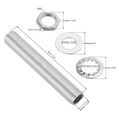 MECCANIXITY 2.4" 1/8IP Pack 35 Lamp Pipe Kit with Lock Nuts Washers Thread Fasteners Assortment for Chandelier Ceiling