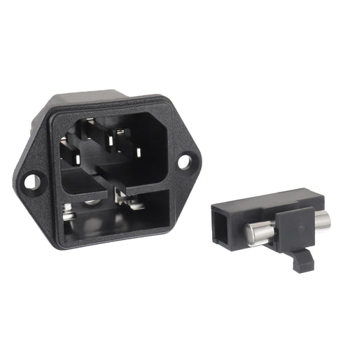 AC 250V 10A 2 in 1 Mount Inlet Module Plug Socket Power Entry Connector, Male Blades with 10A Fuse