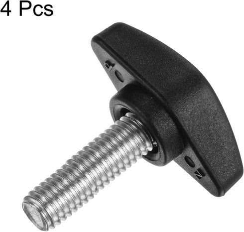4pcs Tee Wing Knobs, M8 x 20mm Plastic T Knobs Handles with Thumb Screws, Black Hand Clamping Grip