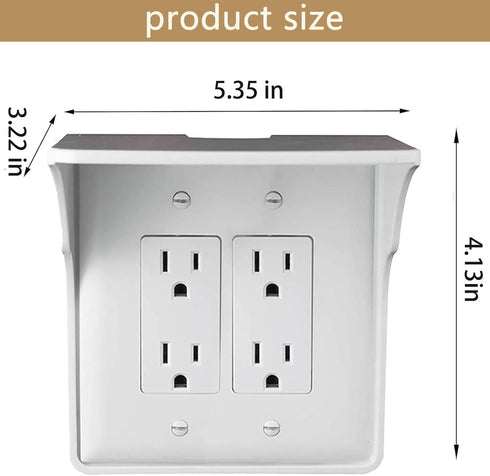 LOUIS FELT 2 pack Double Wall Outlet Shelf with Cord Storage-wall outlet shelf, outlet shelf storage Perfect