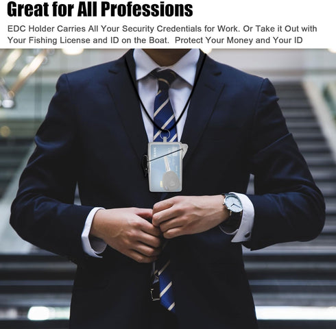 Transparent Clear Waterproof ID Card Badge Holder Case, Vertical Holders with Lanyard and Keychain for Office Supplies