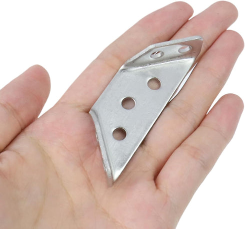 24pcs Universal Stainless Steel Furniture Corner Connectors Silver Triangular Support Brackets Small Angle Corner