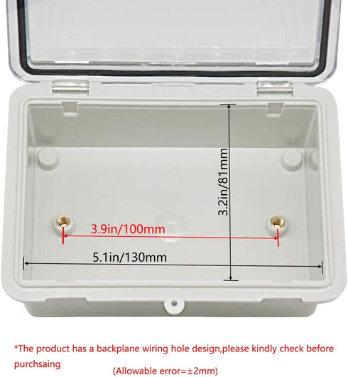 Zulkit Junction Box - ABS Plastic Dustproof Waterproof IP65 Electrical Box, Clear Cover with 2 Cable Glands