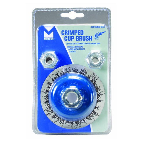 Mercer Industries 188040 - 6" x 5/8"-11 Crimped Cup Brush, .014 Carbon Steel Wire