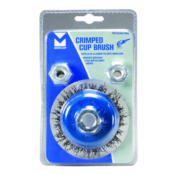 Mercer Industries 188040 - 6" x 5/8"-11 Crimped Cup Brush, .014 Carbon Steel Wire