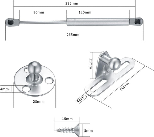 4 Pcs Gas Springs, 100N/22.5LB Gas Struts Lift Supports, Gas Shocks, Soft Close Hinges, Furniture Cabinet Door Lid Stay, Hydraulic Gas Lift Spring Stay for Cabinet, Storage Box Spring Struts