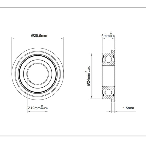 F6901ZZ 4PCS Flange Ball Bearing 12×24×6mm Double Metal Shielded Flanged Bearing Chrome Steel ABEC-1(P0) Z2 Deep Groove Ball Bearing for Industrial Machine, Power Tools