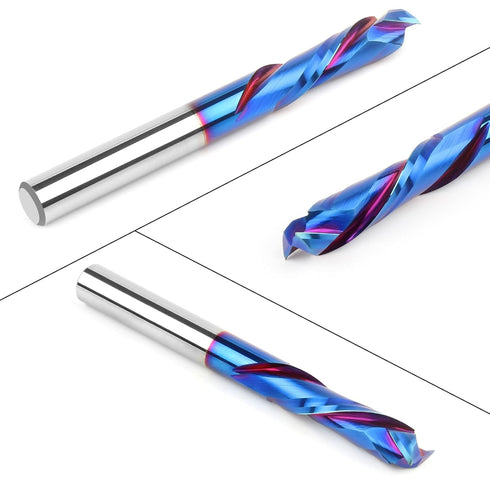 EANOSIC 1/4 inch 1/4 inch Spiral Router Bits Up Down Compression Bit Cutting Diameter with Nano Blue Coated, Shank