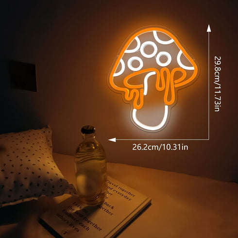 Dimmable 3d Mushroom Neon Sign Led Cute Night Light Wall Art Mushroom Neon Signs For Game Room Bedroom Decor Holiday