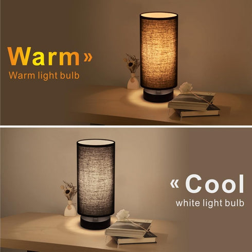 lifeholder Table Lamp, Bedside Nightstand Lamp, Simple Desk Lamp, Cylinder Table Lamp for Bedroom Living Room Office