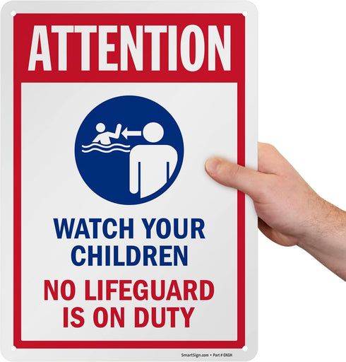 SmartSign 14 x 10 inch “Attention - Watch Your Children” Metal Sign, Rustproof Aluminum, Made in USA
