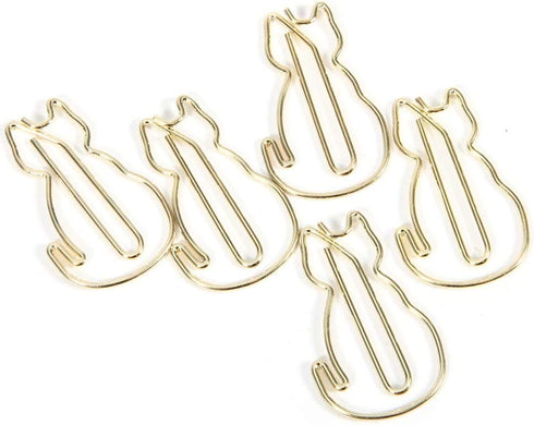 Cat Shaped Paper Clips, Thickened Metal, Unique Stylish MultiFunction, 12 Pcs for Office School, Gold