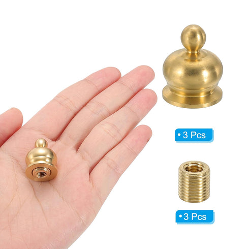 PATIKIL 18 22mm 3 Set x Lamp Finials Caps Knob, Solid Brass Lamp Shade Top Decoration Screw Cap Nuts with Brass