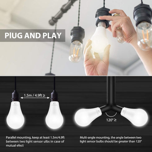 6-Pack Dusk to Dawn LED Light Bulbs, A19 11W (100Watt Equivalent), E26 Basic, 1200LM, Daylight White 5000K
