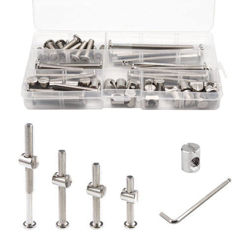 ALLWIN Crib Screws Bolts Hardware Replacement Kit, 28 Set M6x20/40/60/80mm Hex Bolts &