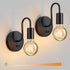 Glighone Vintage Dimmble Wall Lights Set of Two, Black Wall Sconces E26 Industrial