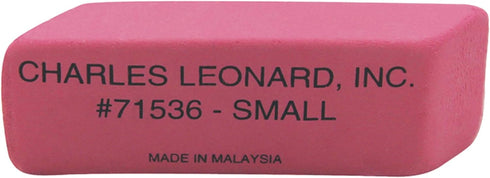 Charles Leonard Natural Rubber Wedge Pink Erasers, Small, 36 Per Box
