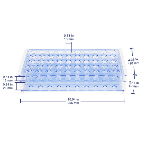 Test Tube Rack, 3-Tier Detachable Blue Plastic Test Tube Rack Tube Holder Stand Rack for Laboratory Scientific Experiments, 0.63 in 50-Place