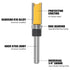 UMLIFE 8 Set 1/4 Inch PCS Pattern Flush Trim Router Bit Shank, Straight Cut Router Bit with a Bearing Prevent Tear-Out