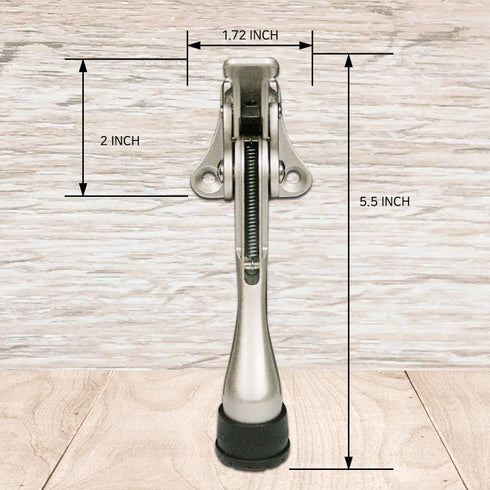 Door Stopper, One-Touch Semi-Automatic Metal with Non-Slip Rubber Tip for Wood, Concrete, Tiled, Carpeted Floors (4inch