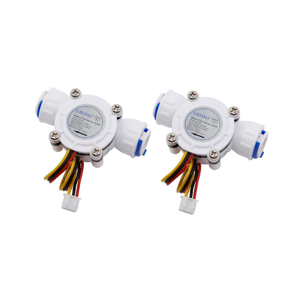 3/8" Quick Connect Water Flow Sensor, Food-Grade Switch Hall Effect Flowmeter Fluid Meter Counter 0.3-10L/min (Pack of