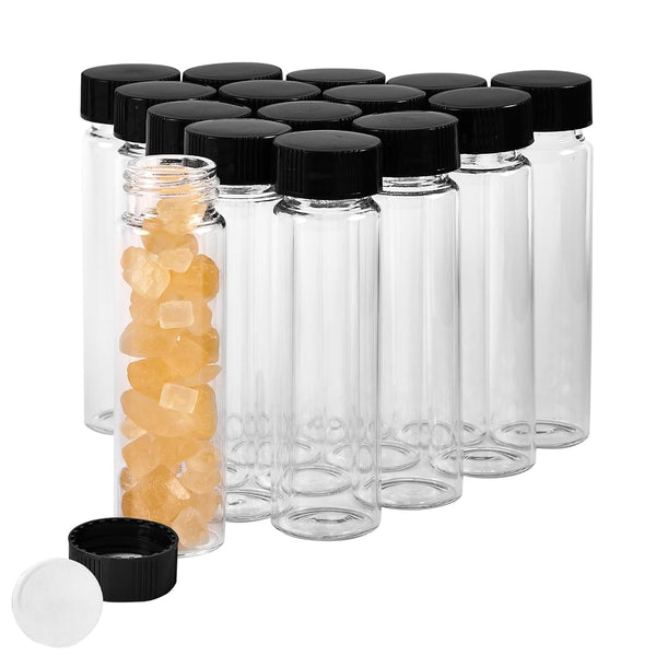15 PCS 40ML Glass Vials, 27.5x95 mm, 10 Dram Borosilicate Glass Empty Vials with Caps
