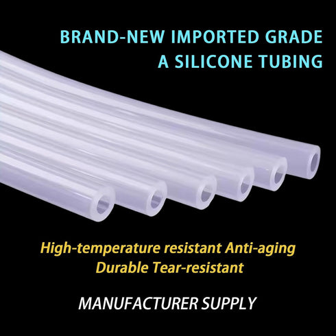 TONGYUANDA 1/4" 3/8" 10 Pure Silicone Tubing, ID x OD x FT, Flexible Food-Grade Tubing, High Temp Resistant