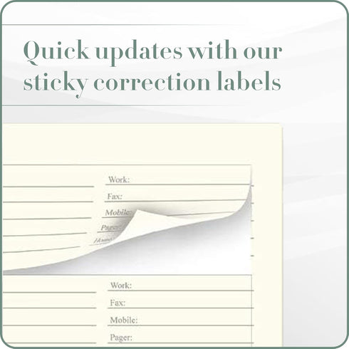 Gallery Leather Address Book Correction Labels, Self-Adhesive, 5 Sheets, 30 Stickers for Easy Contact Updates