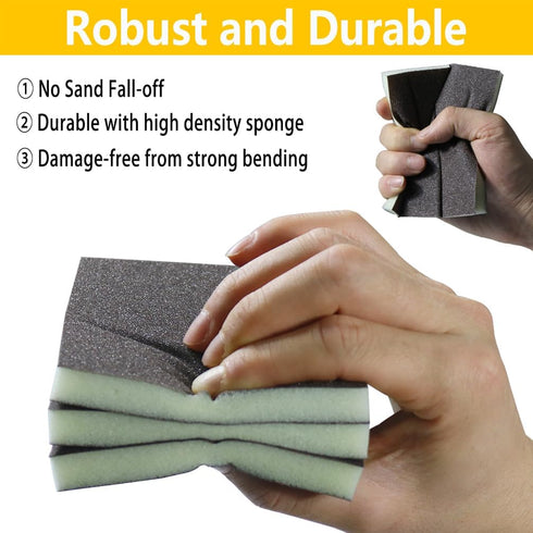 Necosthua 16PCS 60 80 100 120 150 180 240 320 Sanding Sponge, Coarse Medium Fine Grits Sanding Block Wet Dry Sandpaper