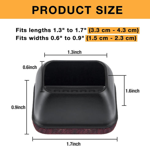 32 Pcs Rectangle Chair Leg Floor Protectors, Silicone Chair Leg Protectors for Hardwood Floors, High Elastic Chair Leg