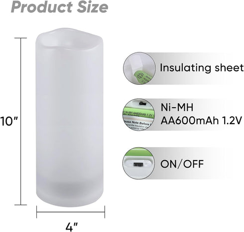 4"x10", Homemory Large Solar Candles Outdoor Waterproof, Dusk to Dawn, Solar Powered Flameless Candles for Outdoor
