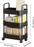 Generic Cart,3/4 Rolling Carts with Wheels | Rolling Book Tier Utility Rolling Carts with Wheels, Storage Trolley