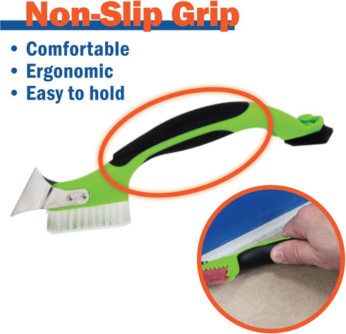 Warner Manufacturing 3-in-1 Caulk Tool, Easy Removal and Application Scraper, Brush and Applicator, Green