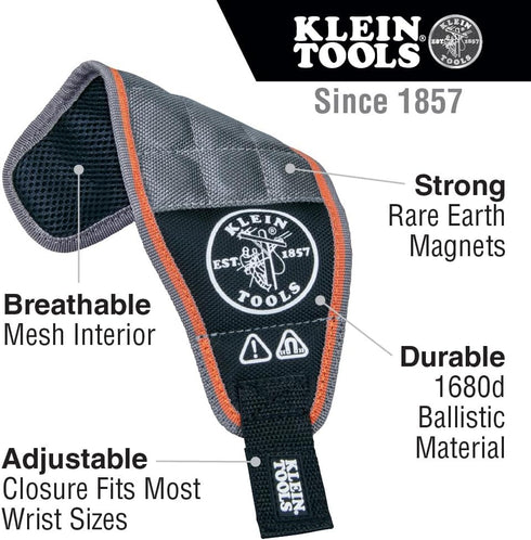 Klein Tools 55895 Magnetic Wristband, Tradesman Pro Tool Wristband for Wire Connectors, Screws, and Drill Bits
