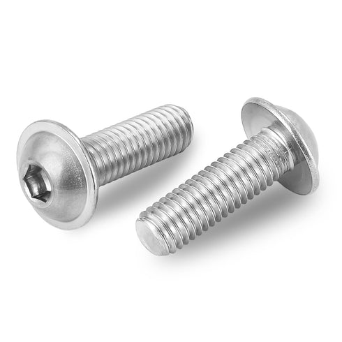 M6 x 16mm Flanged Button Head Socket Cap Screw Bolts, 304 Stainless Steel 18-8, Pack of 25, Bright Finish