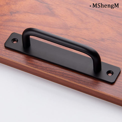 4 Pack Black Sliding Barn Door Handles, Push Pull Bar Handles for Wooden and Glass Doors, Heavy Duty Aluminum Steel