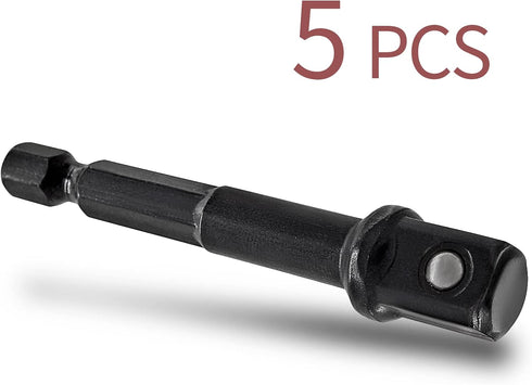 Square Socket Bit Adapter, 5 Pcs 3/8 Hex Impact Socket Extension Set - Impact Socket Driver Bits for DIY Drills