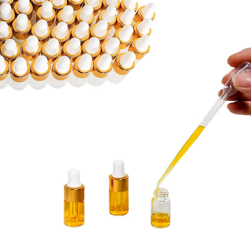 50PCS Transparent Sample Dropper Bottles, 3 ml Mini Essential Oil Dropper Bottles with 2 Plastic Droppers