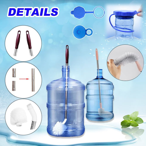 Bottle Brush, 3 Pack Long Handled Brushes with 2 Water Jug Caps for Cleaning Buckets, Glassware
