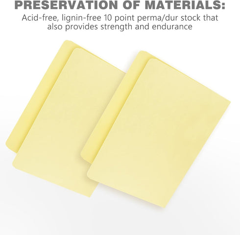 Lineco Archival File Folders, Letter Size, 9.5" x 11.75", Acid-Free, Light Tan, Pack of 50 with Full Cut Tab