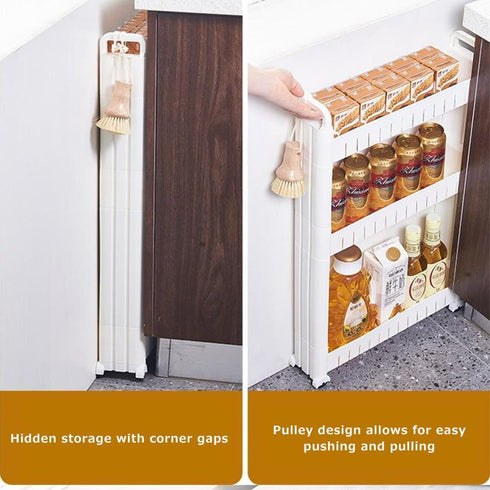 UEncounter 3.54 Slim Storage Cart Durable Bathroom Organizer Slide Out Storage Cart Rolling Utility Cart Slide Out