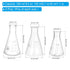 PATIKIL 3 Pcs Erlenmeyer Flask, 50ml 150ml 250ml Narrow Mouth Graduated Borosilicate Glass for Lab Chemistry