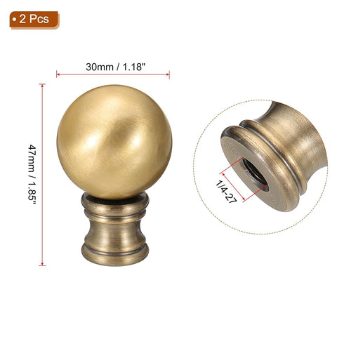 30mm 2pcs 1/4-27 Inch PATIKIL Lamp Shade Finial, Lamp Finials Caps Knob with Removable Base Threaded Alloy Solid Lamp