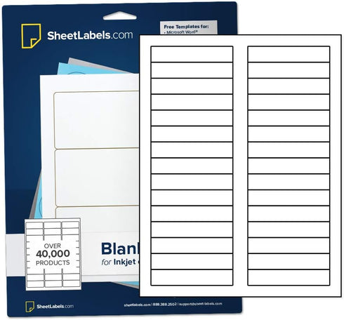 File Folder Labels, Permanent Adhesive 2/3" x 3-7/16", 750 Labels on 25 Sheets, Printable