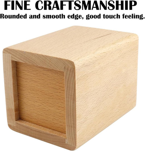 Natural Wooden Pen Box, Desktop Stationery Organizer, Creative Solid Wood Pencil Holder for Office Supplies (Beech Wood)