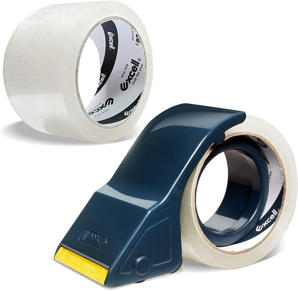 Excell Lightweight Packaging Tape Dispenser, 2 Inch Wide Hand-held Tape Gun for Office Moving and Mailing (1 Gun + 2