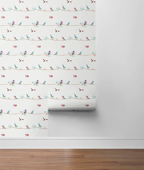 NextWall Colorful Sweet Tweet Peel and Stick Wallpaper