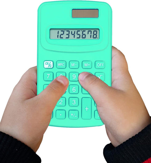 Basic Dual Power Calculator, 8 Digit Silicone Button Desktop Calculator (4 Colors, Set of 8)